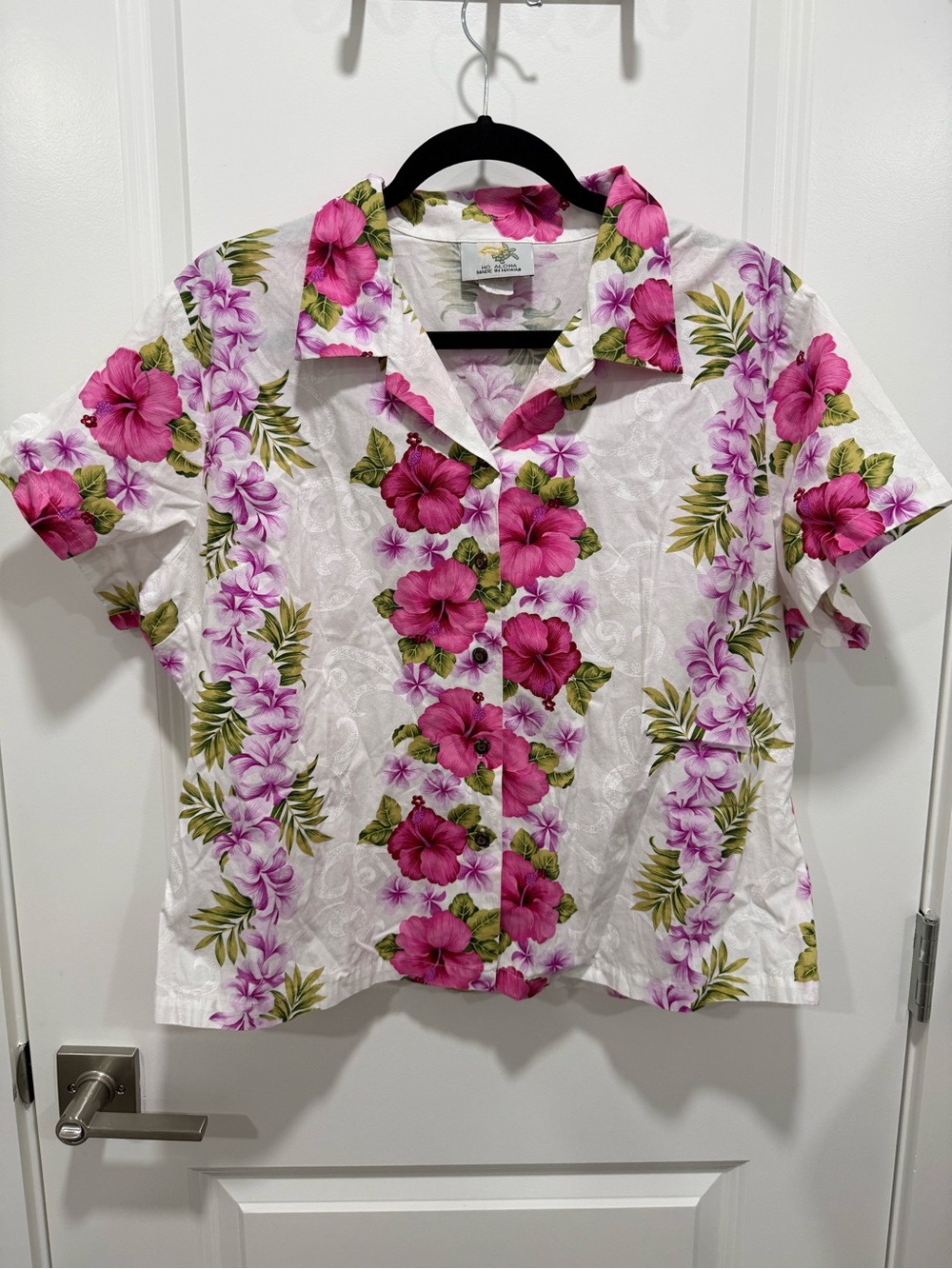 Vintage Ho Aloha Made In Hawaii Aloha Shirt Tropical Camp Blouse Top Size XL
